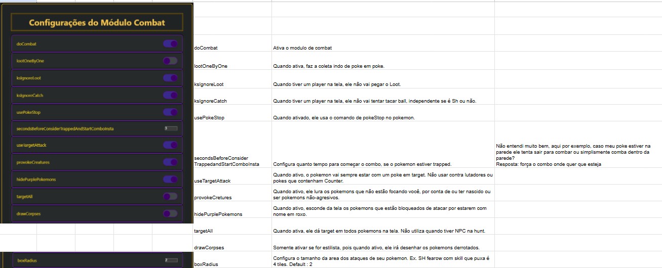 Interface do módulo Combate