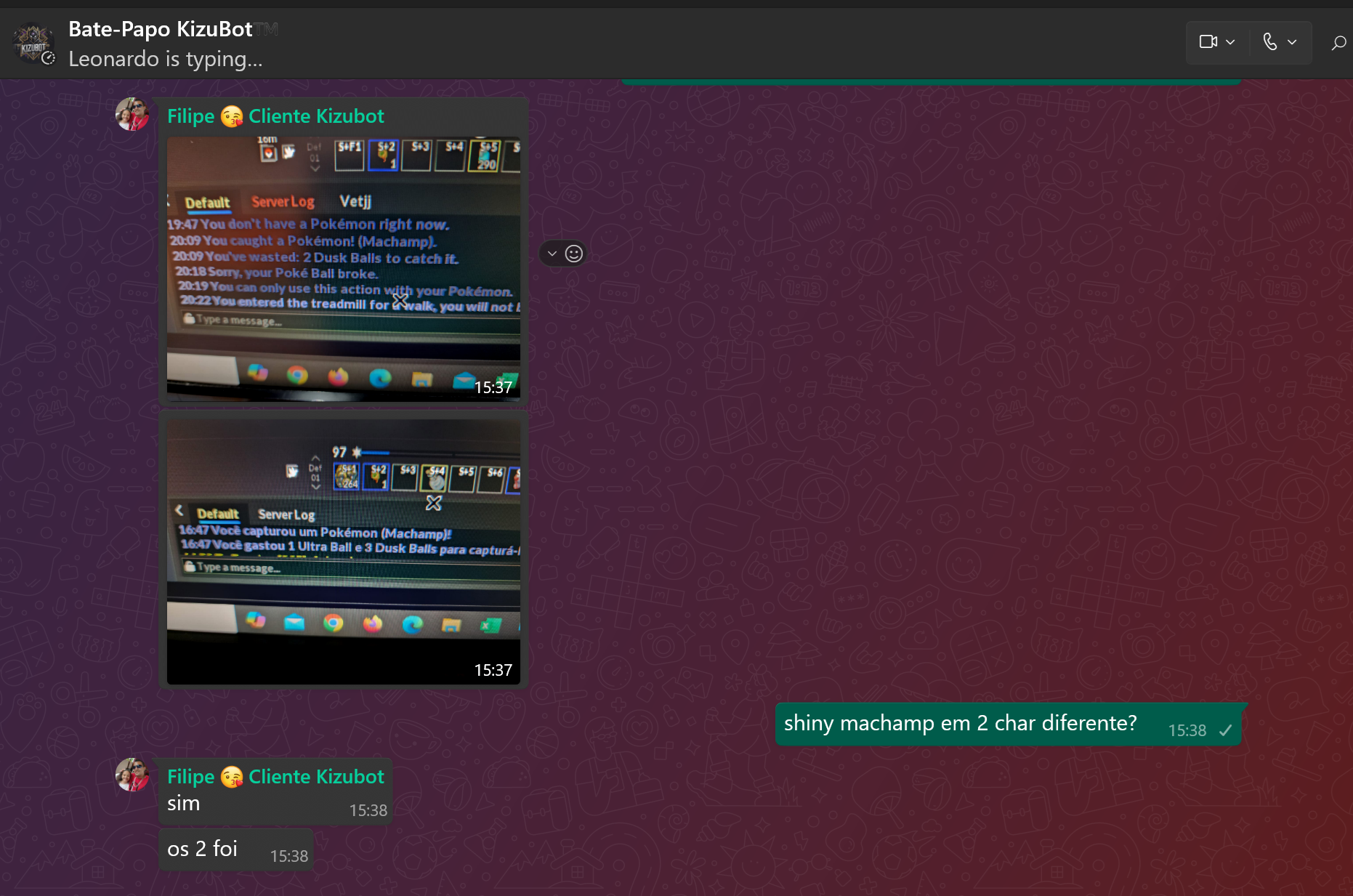 Resultado do KizuBot - Captura de Pokémon Raros